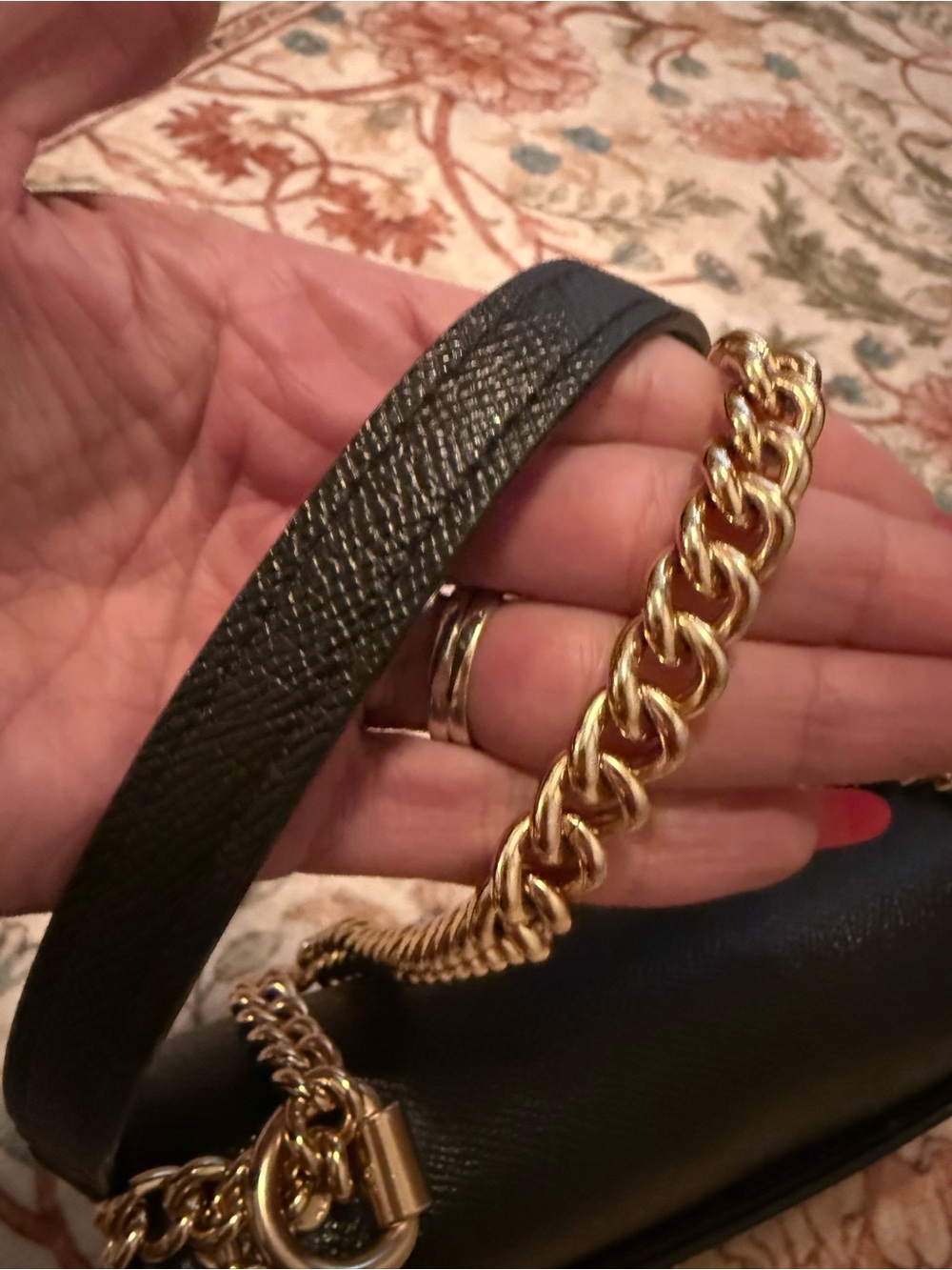 Coach Black Leather and Signature Canvas Chain Crossbody with Gold Hardware - Picture 9 of 16